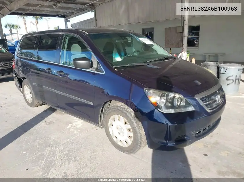 5FNRL382X6B100963 2006 Honda Odyssey Lx