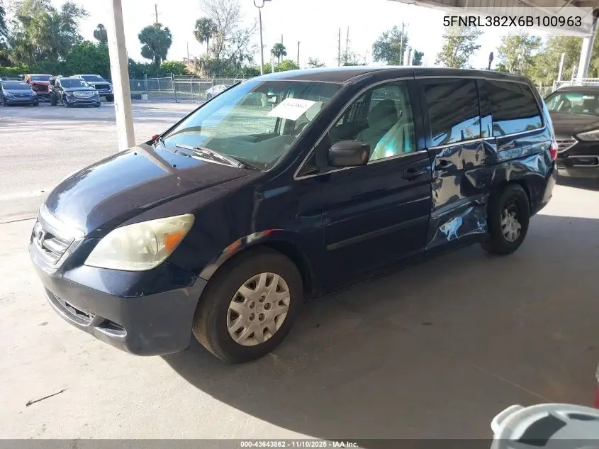 5FNRL382X6B100963 2006 Honda Odyssey Lx