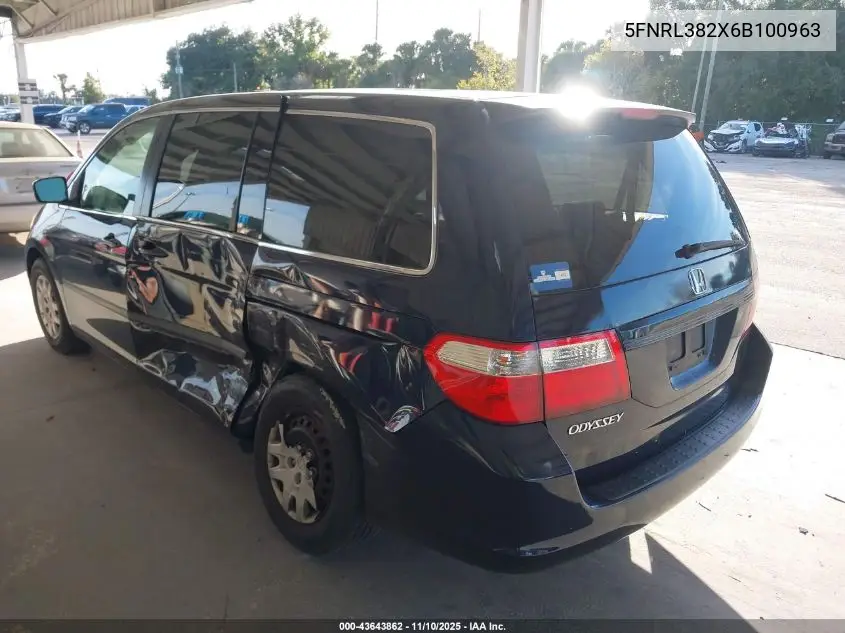 5FNRL382X6B100963 2006 Honda Odyssey Lx