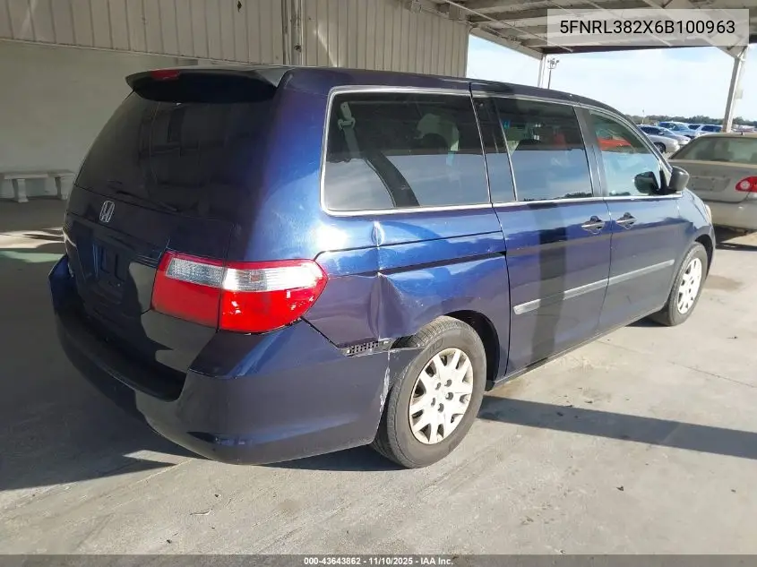 5FNRL382X6B100963 2006 Honda Odyssey Lx