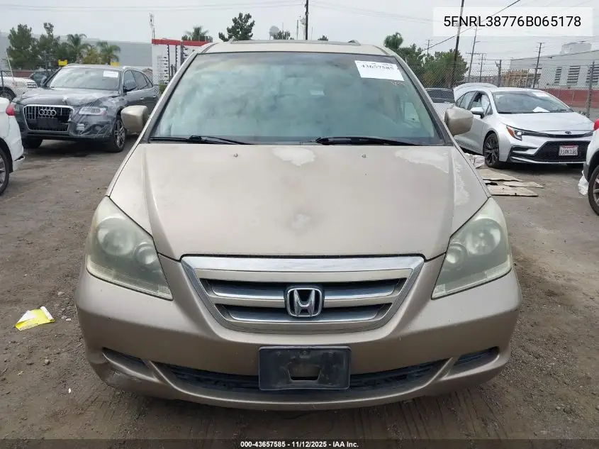 5FNRL38776B065178 2006 Honda Odyssey Ex-L