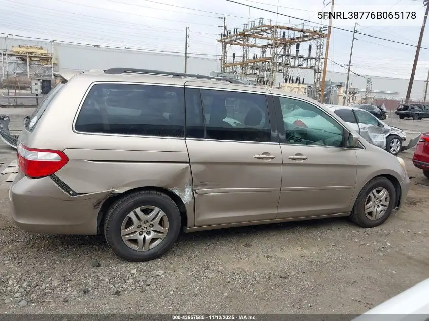 5FNRL38776B065178 2006 Honda Odyssey Ex-L