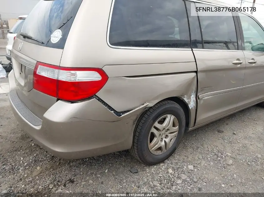 5FNRL38776B065178 2006 Honda Odyssey Ex-L