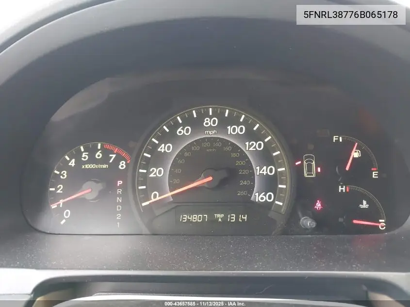 5FNRL38776B065178 2006 Honda Odyssey Ex-L