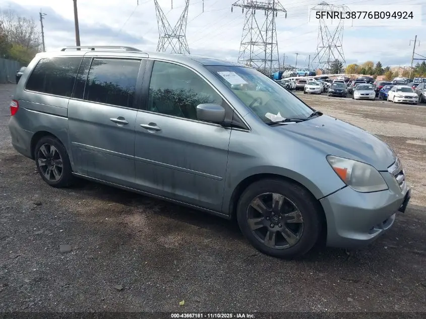 5FNRL38776B094924 2006 Honda Odyssey Ex-L