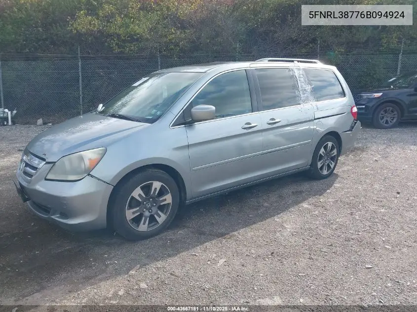 5FNRL38776B094924 2006 Honda Odyssey Ex-L