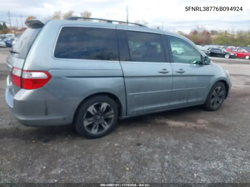 5FNRL38776B094924 2006 Honda Odyssey Ex-L