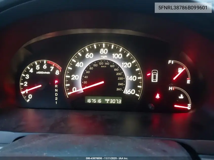 5FNRL38786B099601 2006 Honda Odyssey Ex-L