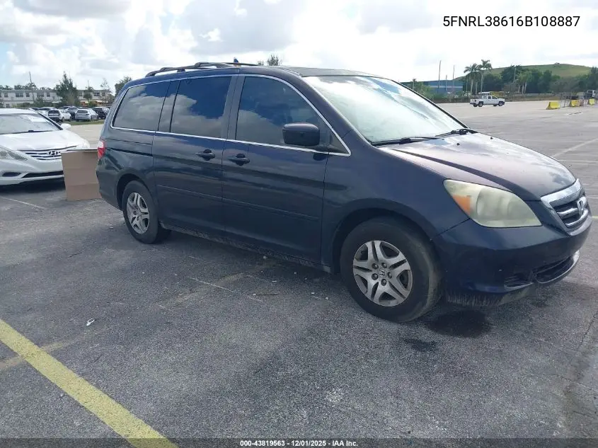 5FNRL38616B108887 2006 Honda Odyssey Ex-L