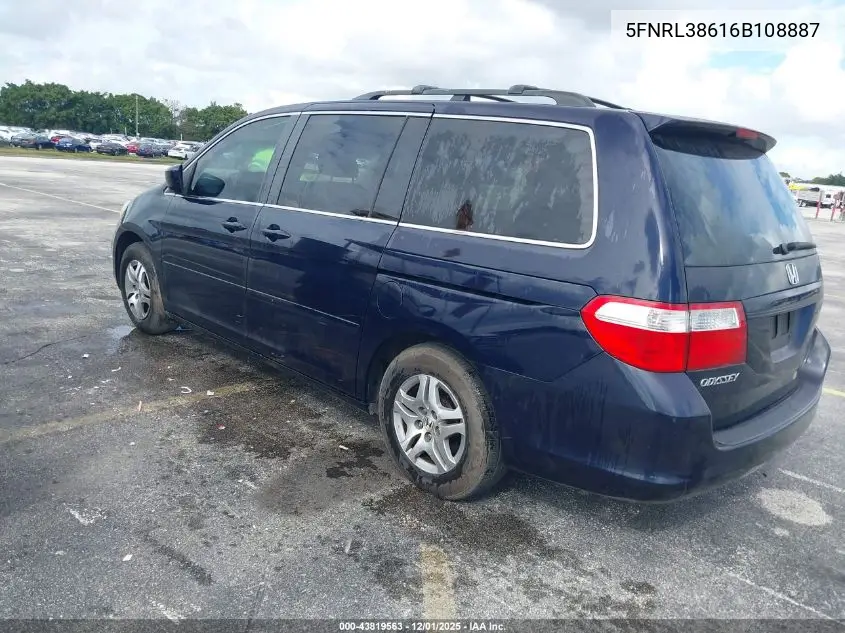 5FNRL38616B108887 2006 Honda Odyssey Ex-L