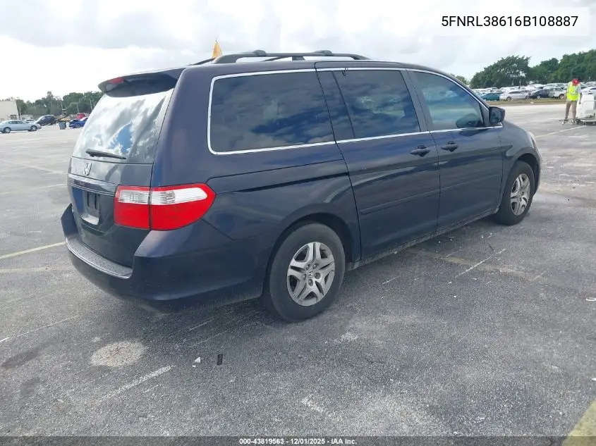5FNRL38616B108887 2006 Honda Odyssey Ex-L