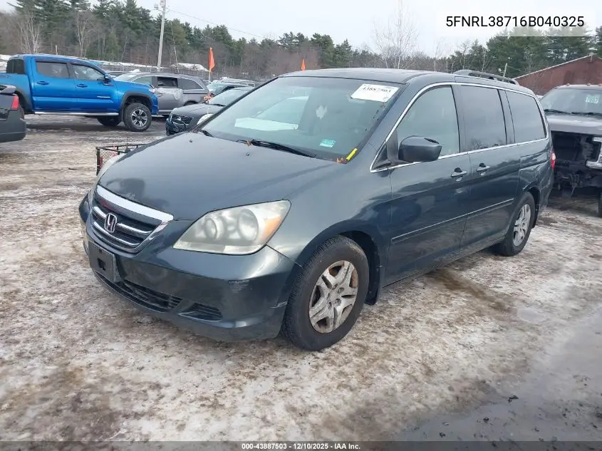 5FNRL38716B040325 2006 Honda Odyssey Ex-L