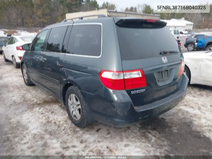 5FNRL38716B040325 2006 Honda Odyssey Ex-L