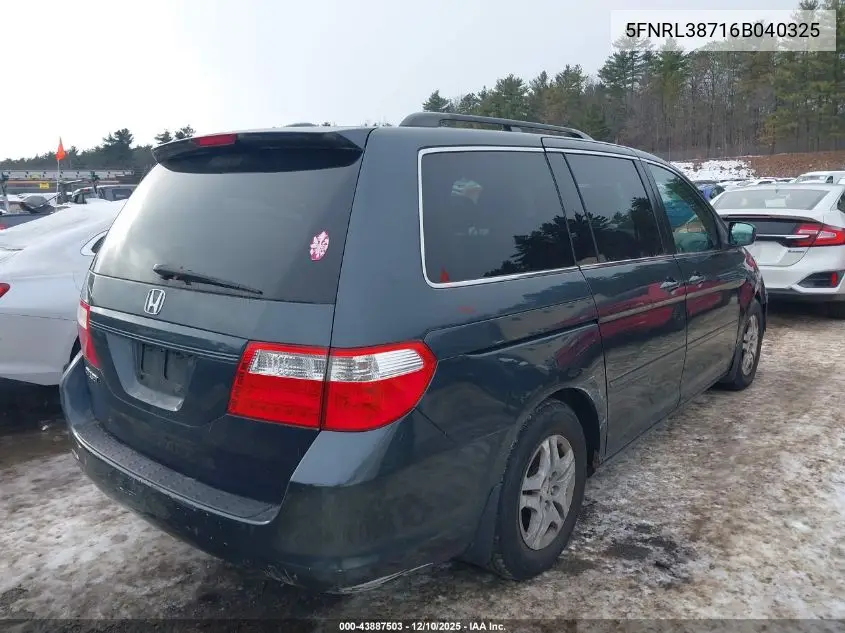 5FNRL38716B040325 2006 Honda Odyssey Ex-L