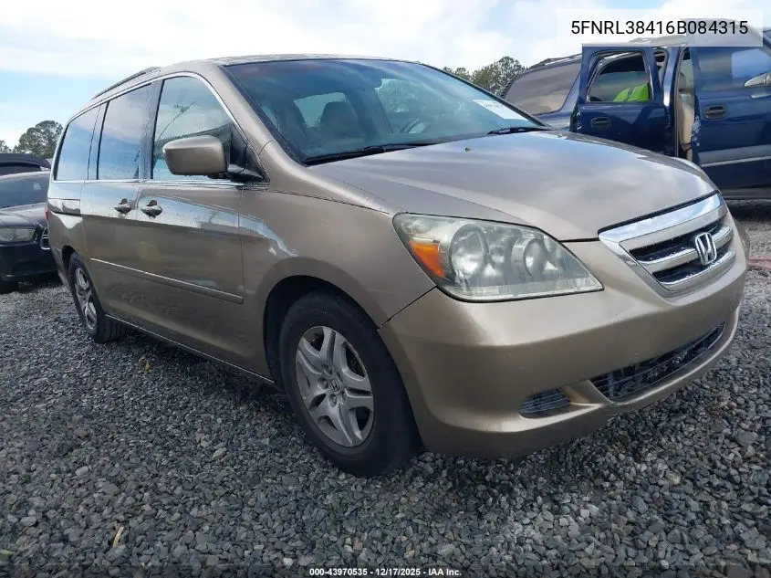 5FNRL38416B084315 2006 Honda Odyssey Ex