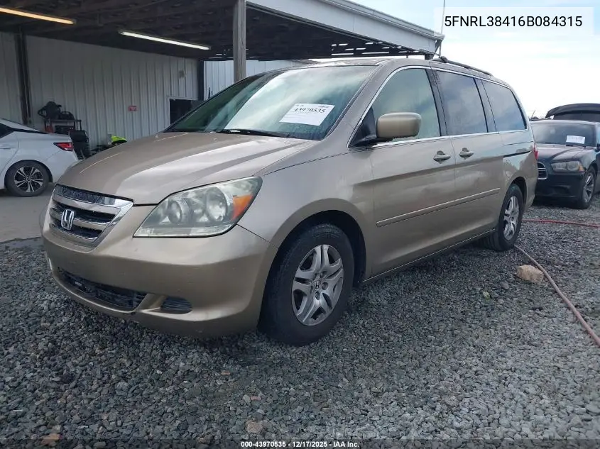 5FNRL38416B084315 2006 Honda Odyssey Ex