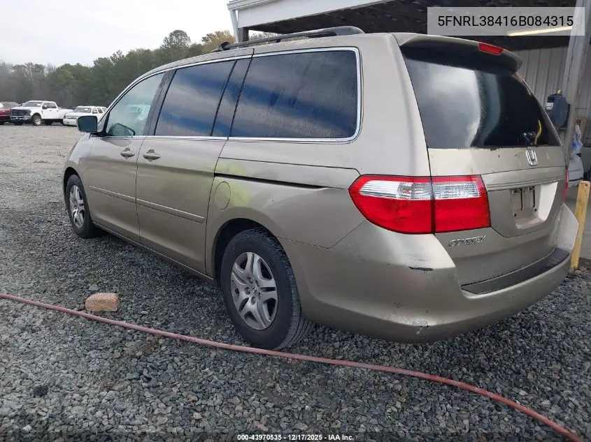 5FNRL38416B084315 2006 Honda Odyssey Ex