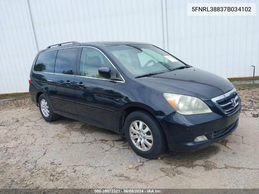 5FNRL38837B034102 2007 Honda Odyssey Touring