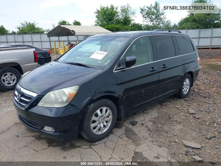 2007 Honda Odyssey Touring VIN: 5FNRL38837B034102 Lot: 39572321