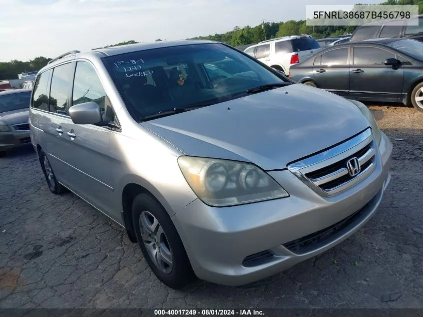 2007 Honda Odyssey Ex-L VIN: 5FNRL38687B456798 Lot: 40017249