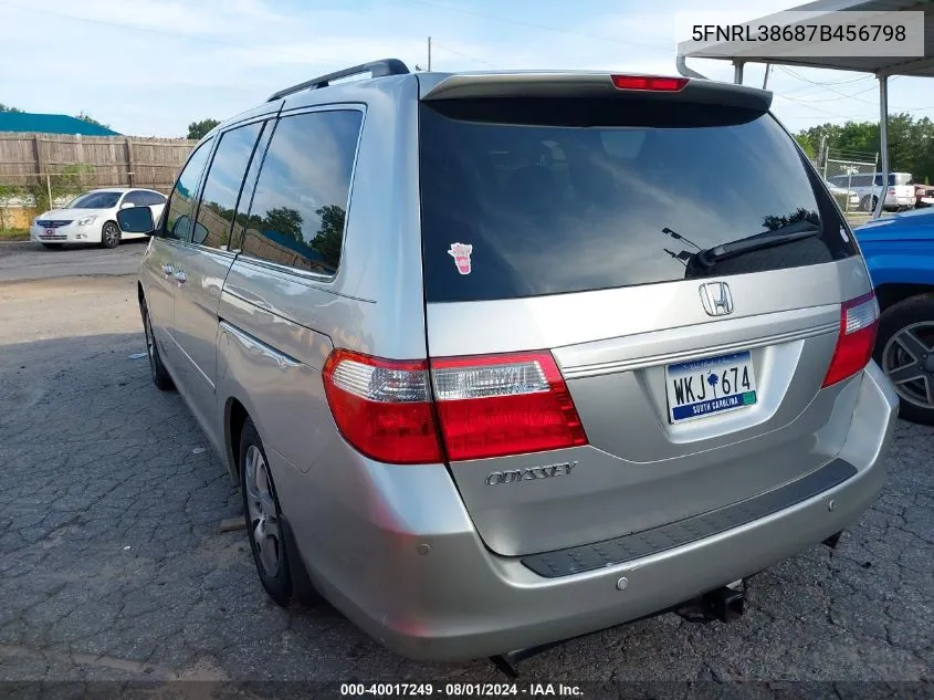 2007 Honda Odyssey Ex-L VIN: 5FNRL38687B456798 Lot: 40017249