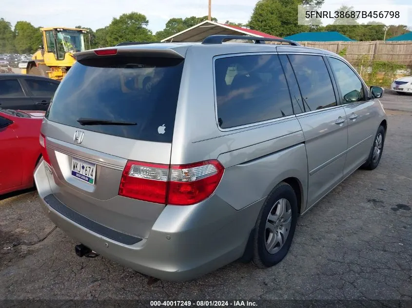 2007 Honda Odyssey Ex-L VIN: 5FNRL38687B456798 Lot: 40017249