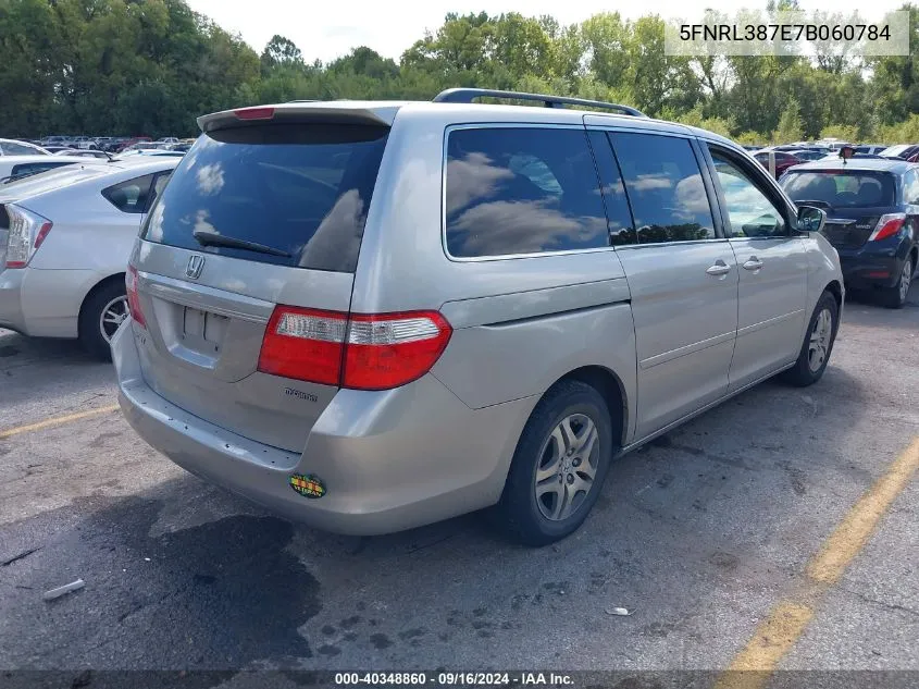 2007 Honda Odyssey Exl VIN: 5FNRL387E7B060784 Lot: 40348860