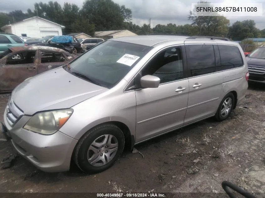 2007 Honda Odyssey Ex VIN: 5FNRL38457B411008 Lot: 40349567