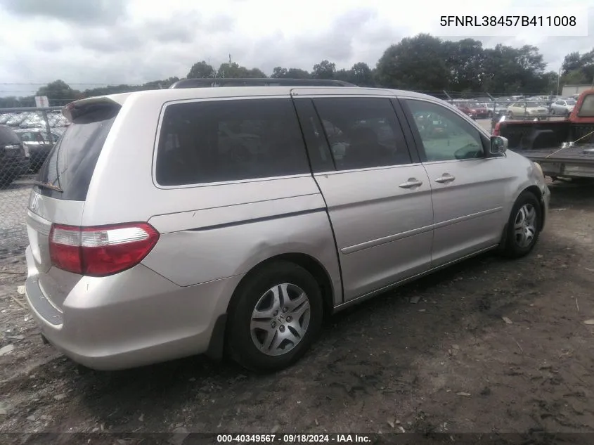 2007 Honda Odyssey Ex VIN: 5FNRL38457B411008 Lot: 40349567