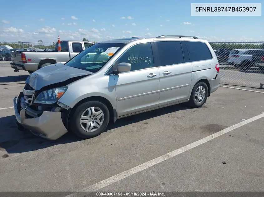 2007 Honda Odyssey Ex-L VIN: 5FNRL38747B453907 Lot: 40367153