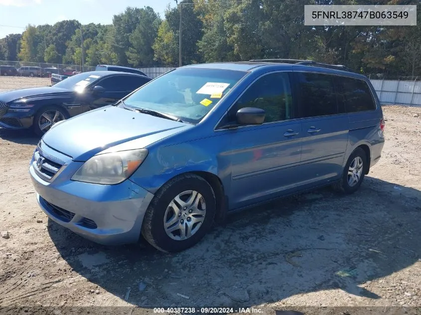 5FNRL38747B063549 2007 Honda Odyssey Ex-L