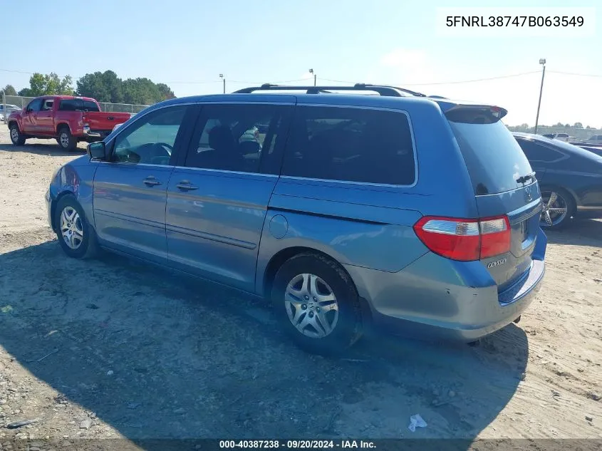 5FNRL38747B063549 2007 Honda Odyssey Ex-L