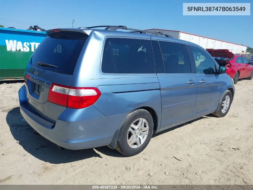 5FNRL38747B063549 2007 Honda Odyssey Ex-L