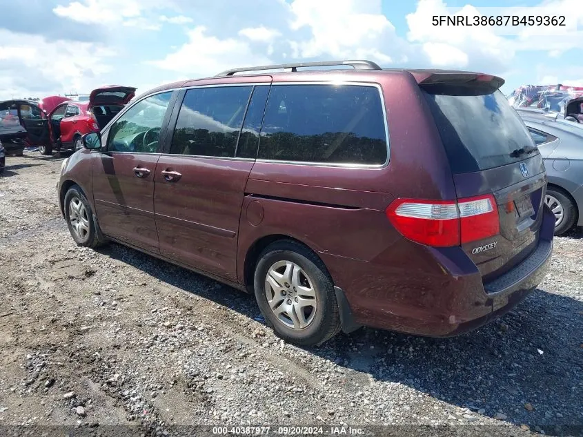 5FNRL38687B459362 2007 Honda Odyssey Ex-L