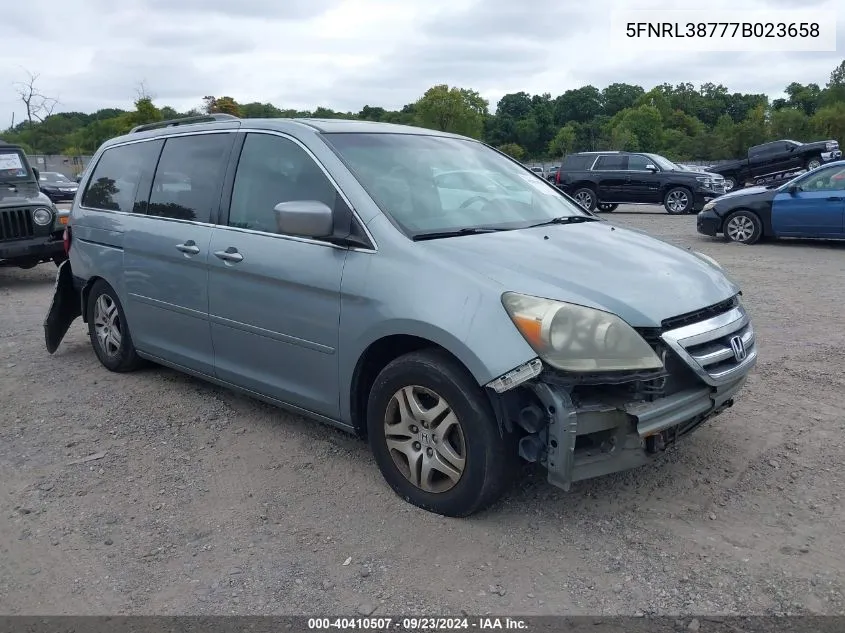 2007 Honda Odyssey Exl VIN: 5FNRL38777B023658 Lot: 40410507