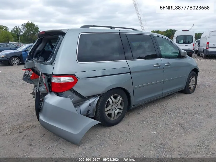 2007 Honda Odyssey Exl VIN: 5FNRL38777B023658 Lot: 40410507