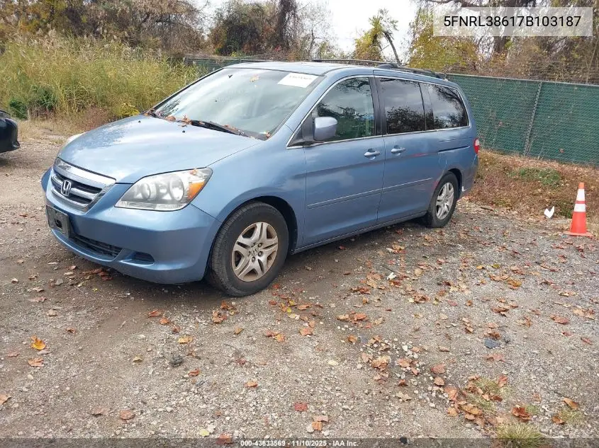 5FNRL38617B103187 2007 Honda Odyssey Ex-L