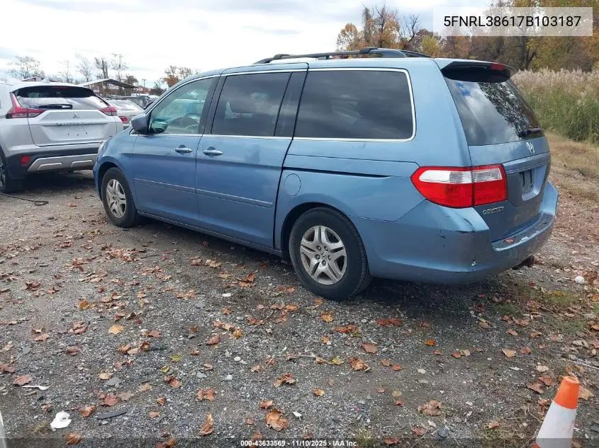 5FNRL38617B103187 2007 Honda Odyssey Ex-L