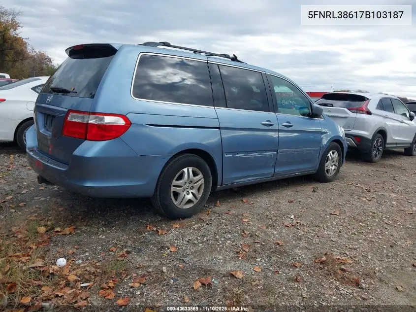 5FNRL38617B103187 2007 Honda Odyssey Ex-L