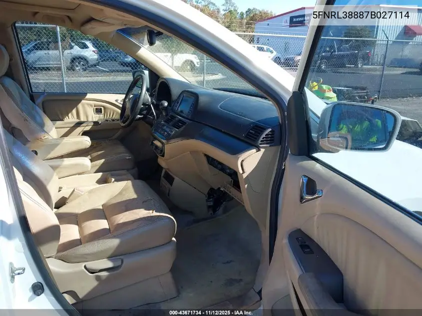 5FNRL38887B027114 2007 Honda Odyssey Touring