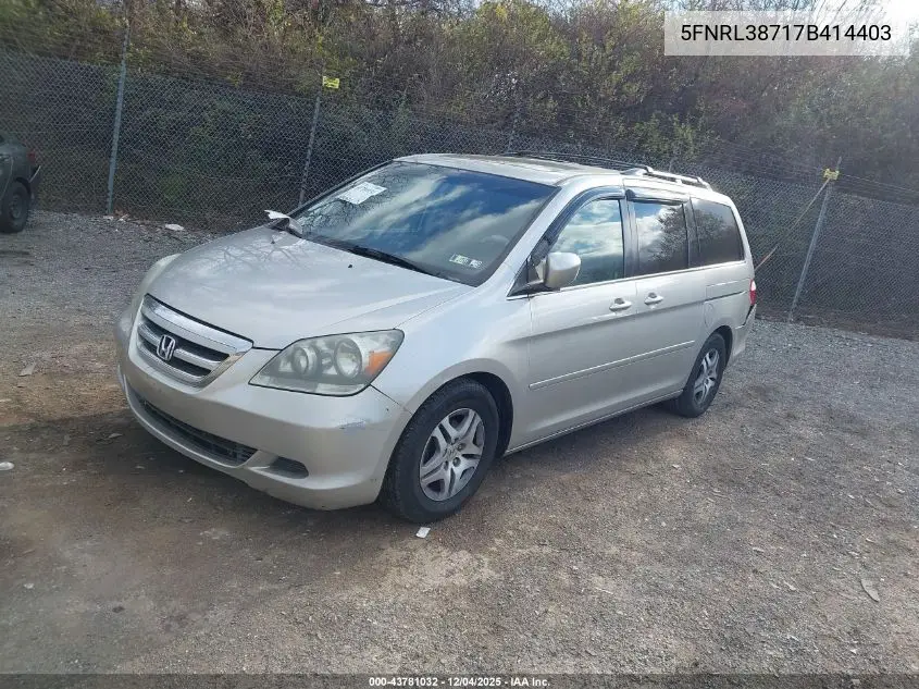 5FNRL38717B414403 2007 Honda Odyssey Ex-L