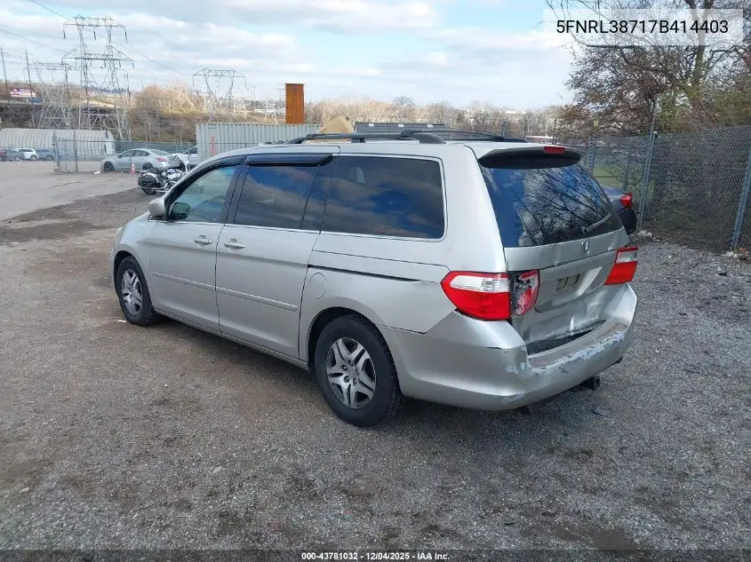 5FNRL38717B414403 2007 Honda Odyssey Ex-L