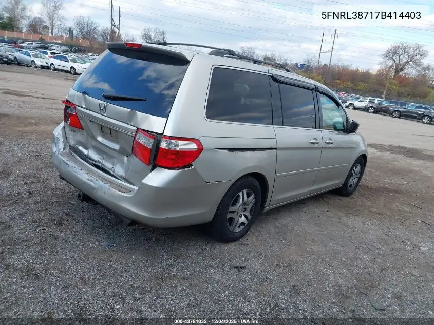 5FNRL38717B414403 2007 Honda Odyssey Ex-L