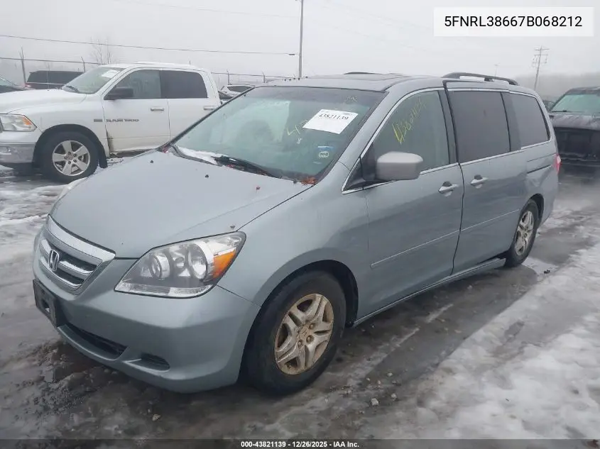 5FNRL38667B068212 2007 Honda Odyssey Ex-L