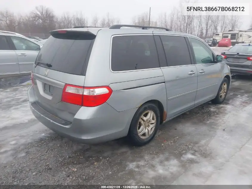 5FNRL38667B068212 2007 Honda Odyssey Ex-L
