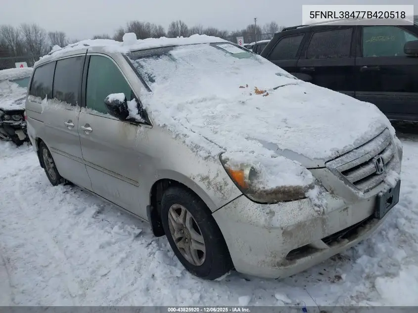 5FNRL38477B420518 2007 Honda Odyssey Ex