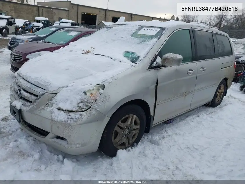 5FNRL38477B420518 2007 Honda Odyssey Ex