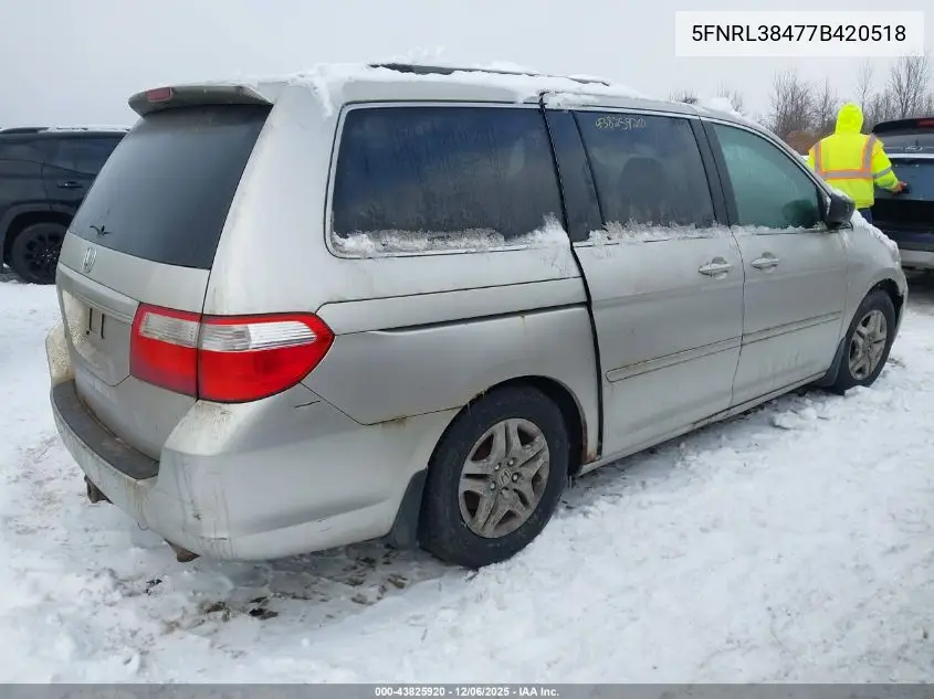 5FNRL38477B420518 2007 Honda Odyssey Ex