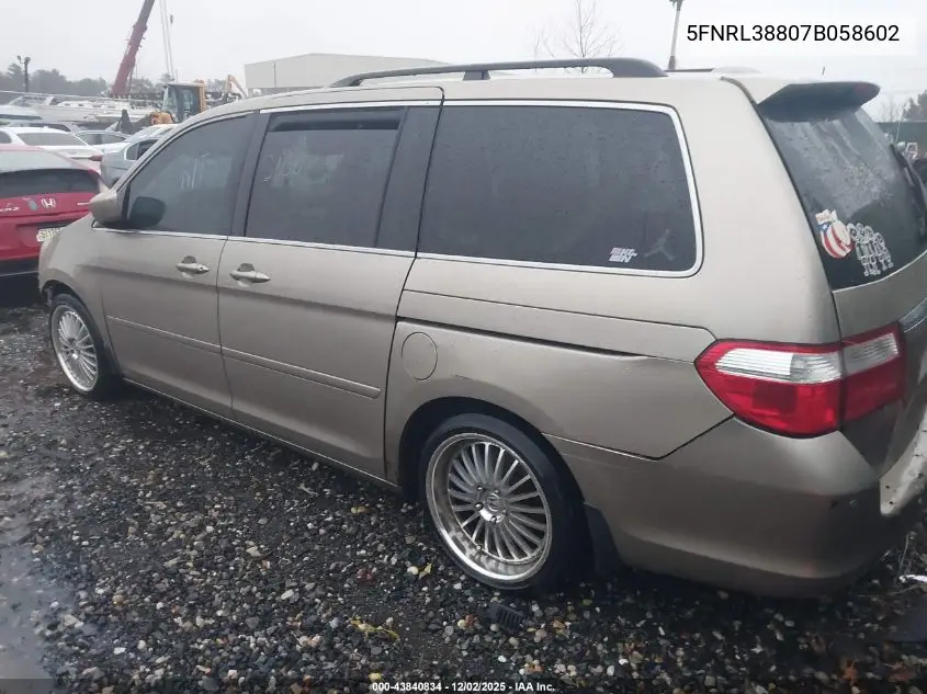 5FNRL38807B058602 2007 Honda Odyssey Touring
