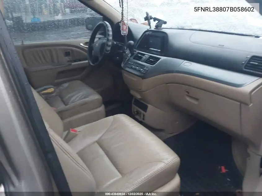 5FNRL38807B058602 2007 Honda Odyssey Touring
